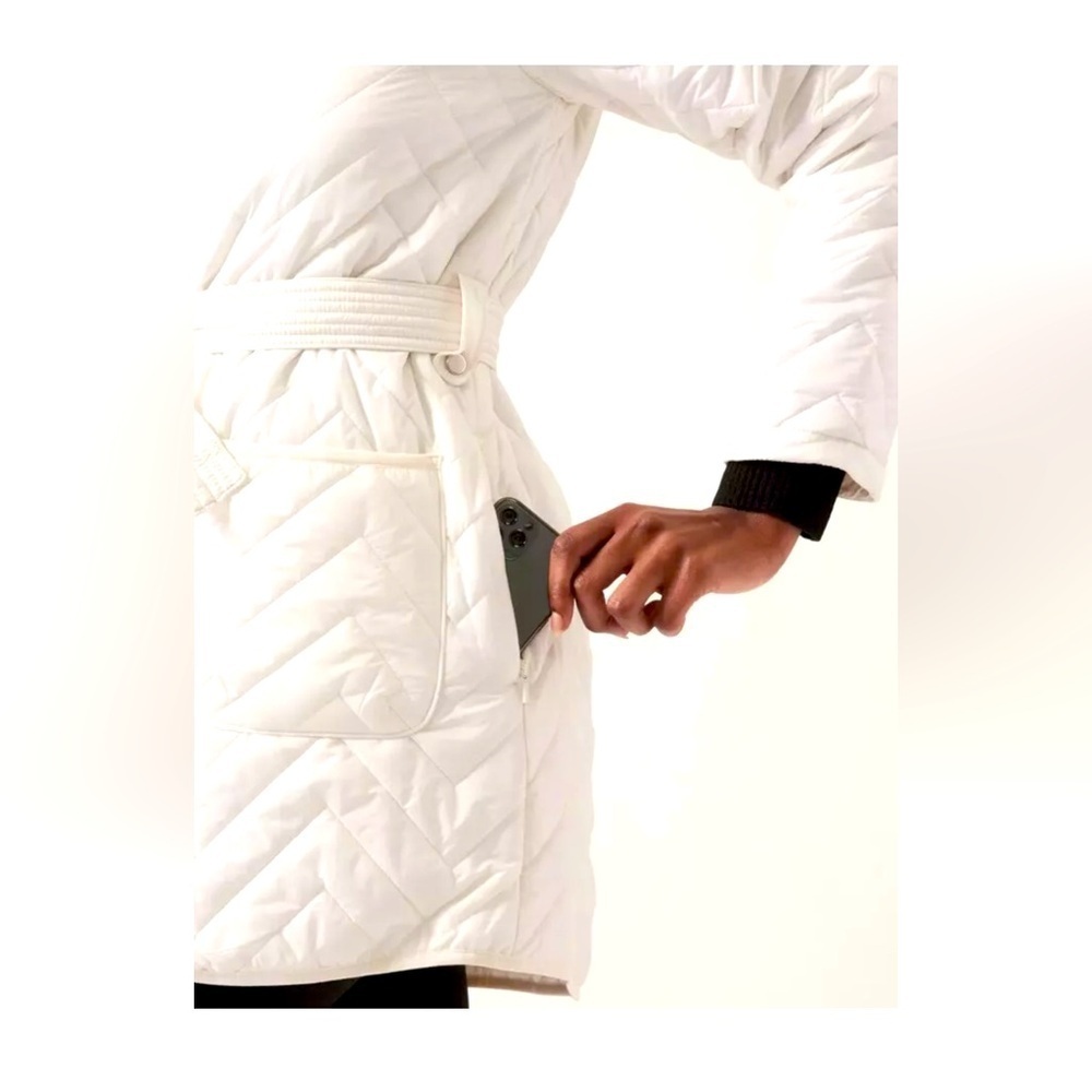 ATHLETA Mendocino Coat Women's Size 1X Off White Belted w/ pockets BNWT - Picture 3 of 7